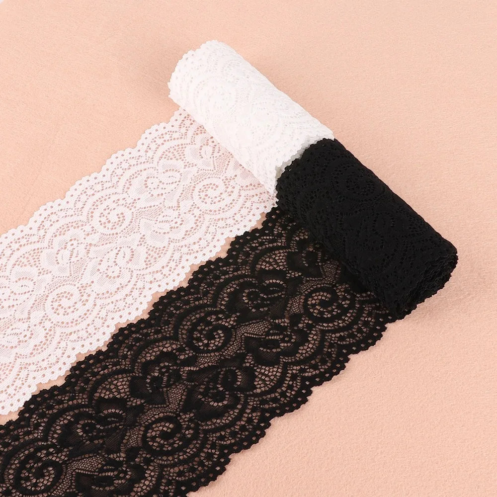 10cm Elastic Lace Trim Black White 2 Yards Stretch Lace Ribbon for Wedding Sewing Hair Bows DIY Garment Accessories