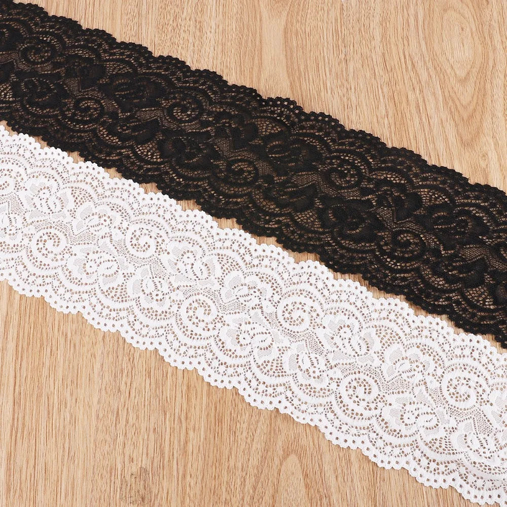 10cm Elastic Lace Trim Black White 2 Yards Stretch Lace Ribbon for Wedding Sewing Hair Bows DIY Garment Accessories