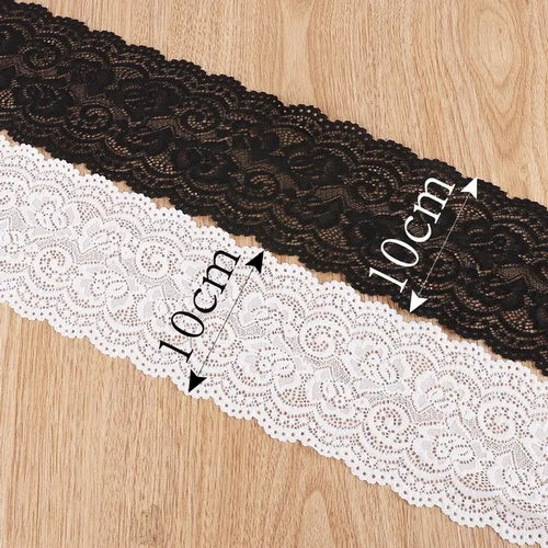 10cm Elastic Lace Trim Black White 2 Yards Stretch Lace Ribbon for Wedding Sewing Hair Bows DIY Garment Accessories
