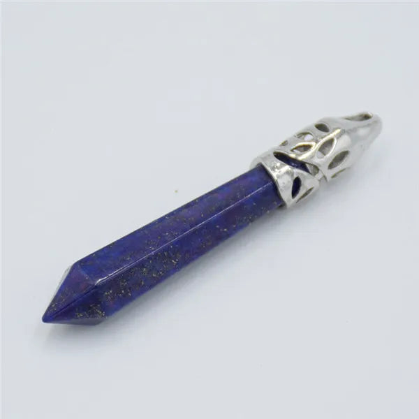 Hexagon Crystal Point Pendant Natural Stone Necklace Charm Reiki Prism Opal Onyx Jasper Turquoise Gift for Men Women