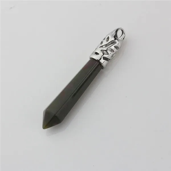 Hexagon Crystal Point Pendant Natural Stone Necklace Charm Reiki Prism Opal Onyx Jasper Turquoise Gift for Men Women