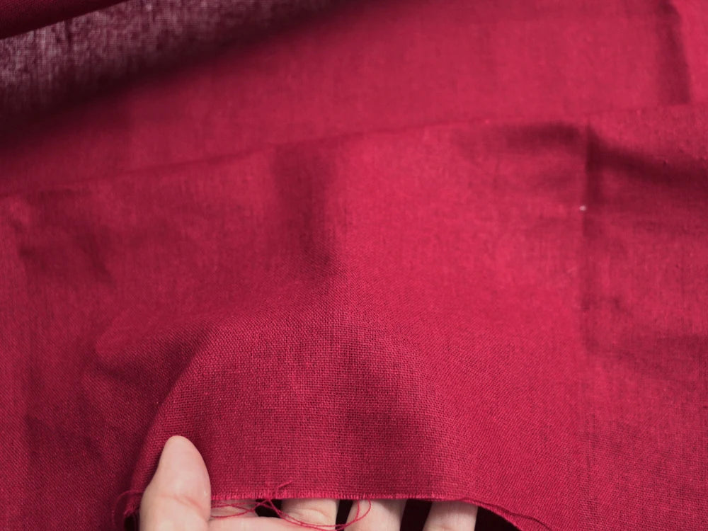 Burgundy Linen Cotton Fabric Red Flax Cloth for Sewing DIY Patchwork Home Decor Garment Fabric