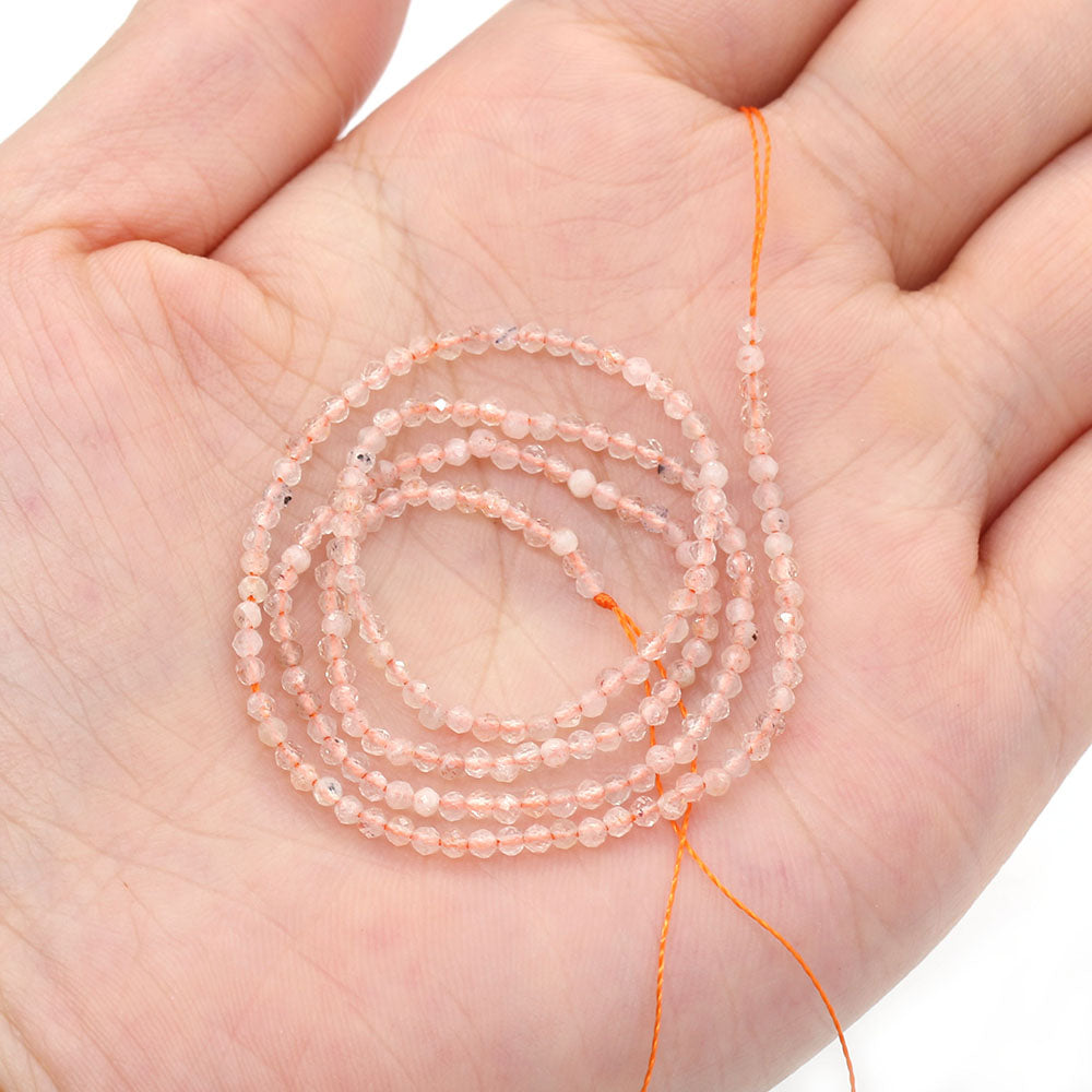 2mm Faceted Gemstone Beads Natural Stone Round Small Beads for Jewelry Making DIY Bracelet Necklace Craft Supplies