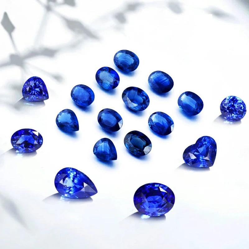 Blue Corundum Loose Gemstone Royal Blue Oval Cut Stone for Ring Pendant DIY Jewelry Making