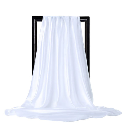 Elegante Zijden Sjaal voor Vrouwen - Premium Satijnen Effen Kleur Hijab, Stijlvolle Pareo, Veelzijdige Bandana, Chique Sjaal & Haarband, Perfecte 90*90cm Foulard