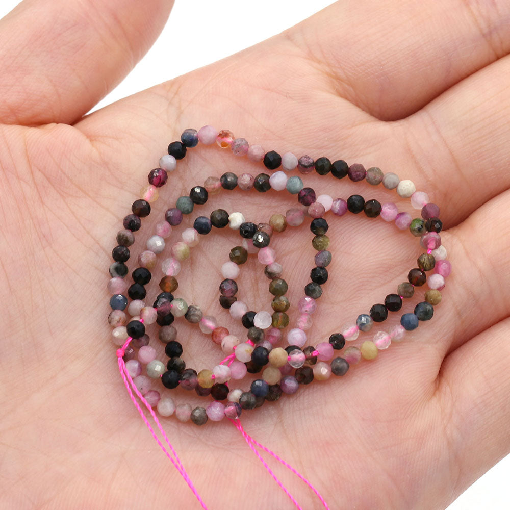 2mm Faceted Gemstone Beads Natural Stone Round Small Beads for Jewelry Making DIY Bracelet Necklace Craft Supplies