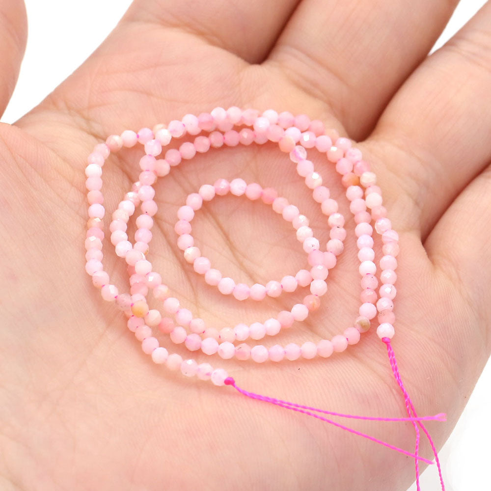 2mm Faceted Gemstone Beads Natural Stone Round Small Beads for Jewelry Making DIY Bracelet Necklace Craft Supplies