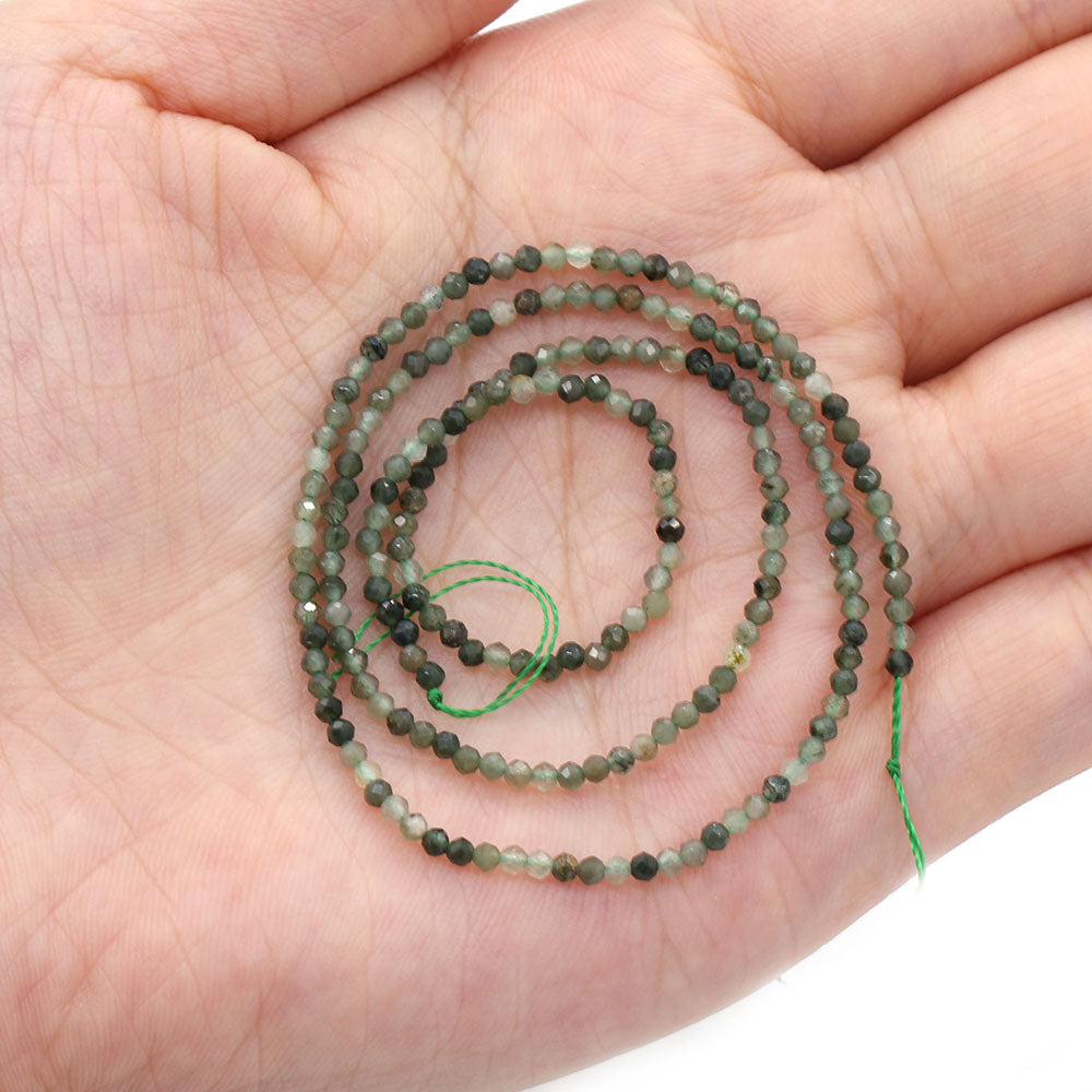2mm Faceted Gemstone Beads Natural Stone Round Small Beads for Jewelry Making DIY Bracelet Necklace Craft Supplies