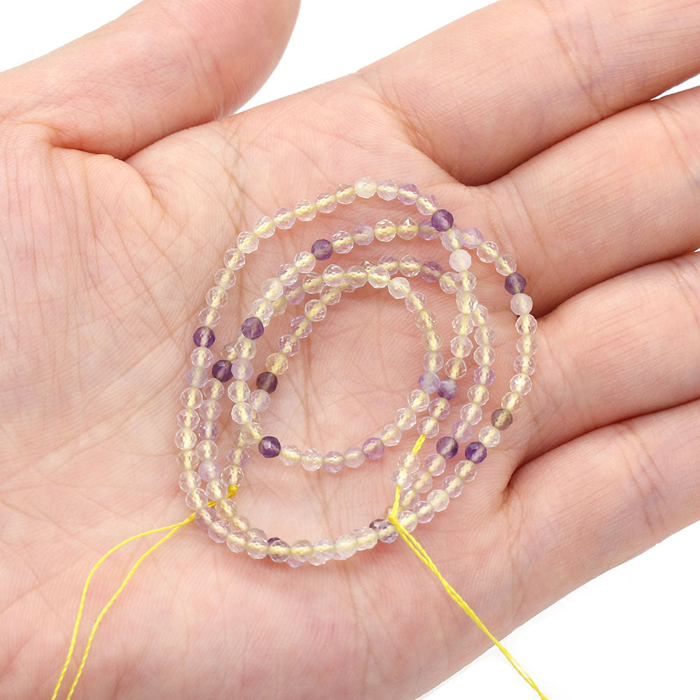 2mm Faceted Gemstone Beads Natural Stone Round Small Beads for Jewelry Making DIY Bracelet Necklace Craft Supplies