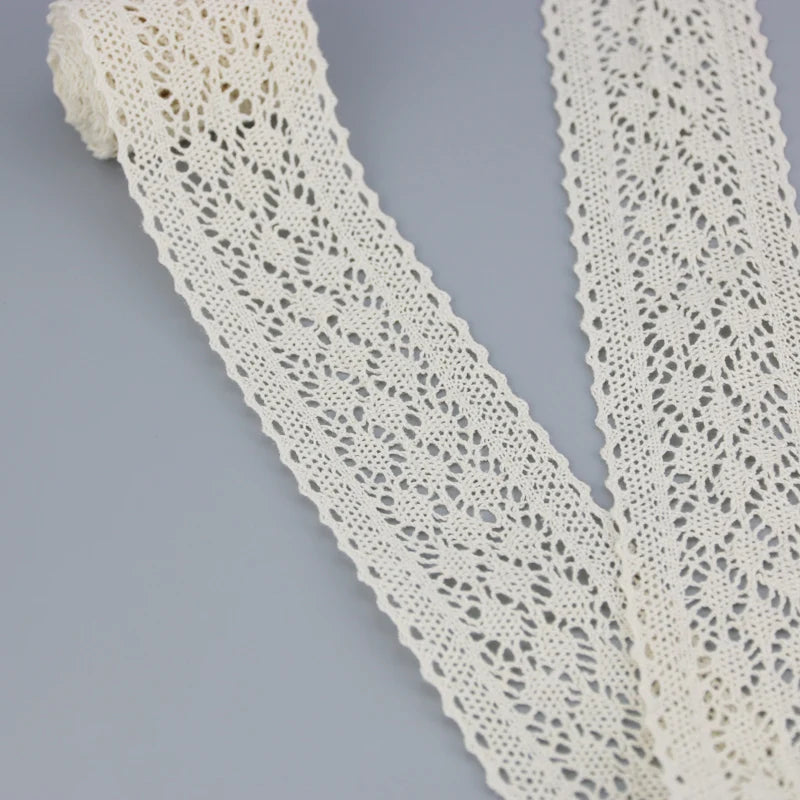 50mm Cotton Lace Trim 5 Meters Vintage Crochet Lace Ribbon for Sewing DIY Crafts Clothing Decor
