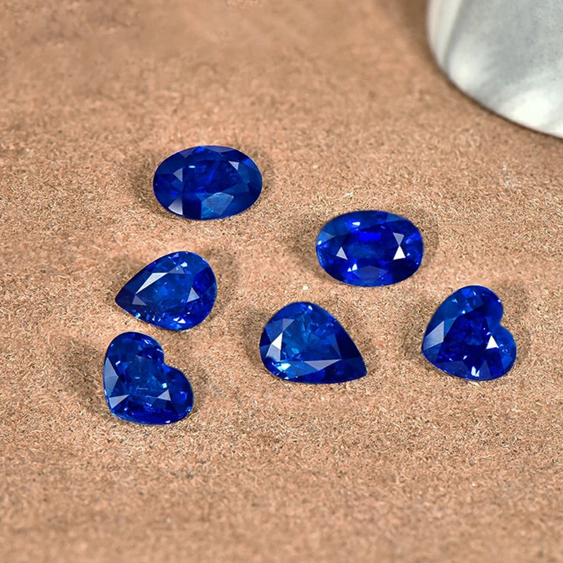 Blue Corundum Loose Gemstone Royal Blue Oval Cut Stone for Ring Pendant DIY Jewelry Making