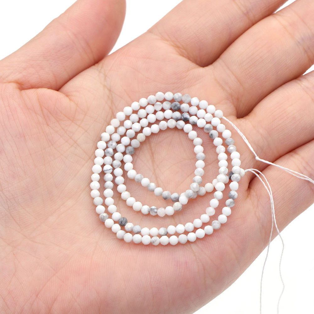 2mm Faceted Gemstone Beads Natural Stone Round Small Beads for Jewelry Making DIY Bracelet Necklace Craft Supplies