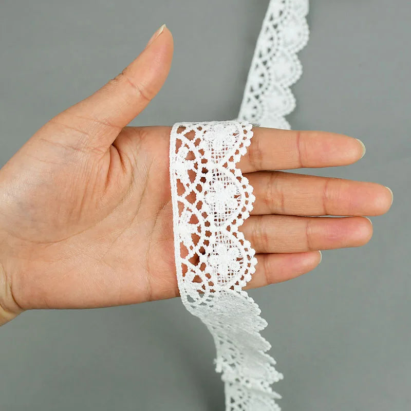 White Lace Trim Milk Silk Water Soluble Embroidery Ribbon Sewing Trim for Clothing DIY Crafts 1–4cm 5 Yards