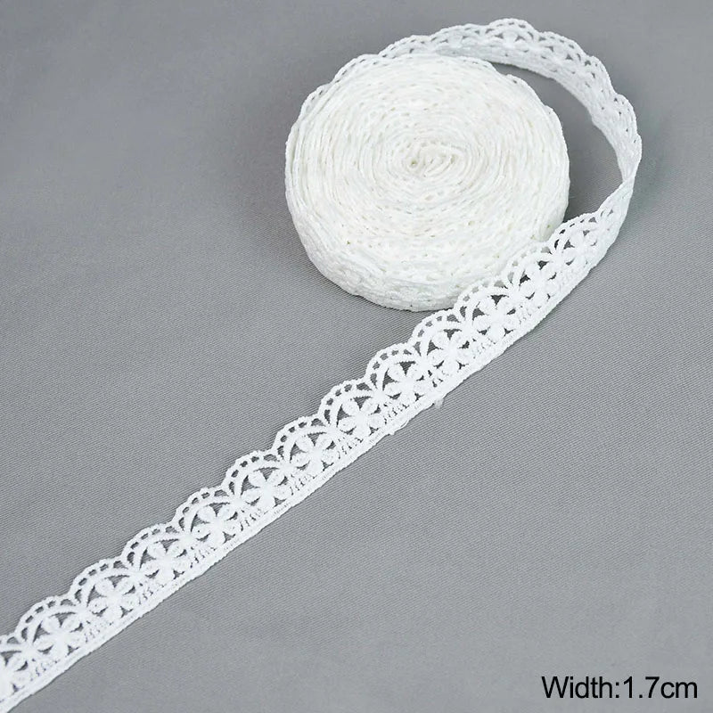 White Lace Trim Milk Silk Water Soluble Embroidery Ribbon Sewing Trim for Clothing DIY Crafts 1–4cm 5 Yards