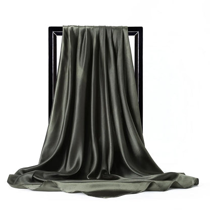 Elegante Zijden Sjaal voor Vrouwen - Premium Satijnen Effen Kleur Hijab, Stijlvolle Pareo, Veelzijdige Bandana, Chique Sjaal & Haarband, Perfecte 90*90cm Foulard