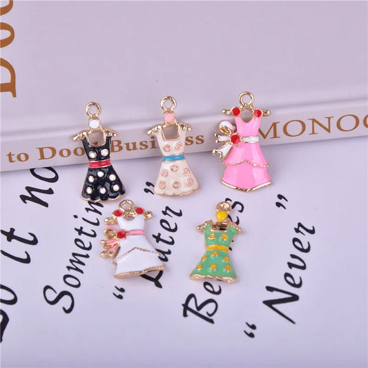 Enamel Dress Charms for Jewelry Making Zinc Alloy Skirt Pendants DIY Earrings Bracelets Craft Supplies