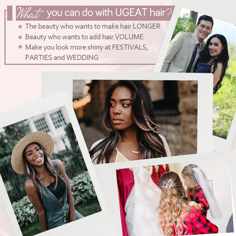 [16 Kleuren] Ugeat Clip in Haarextensions Menselijk Haar 14-22" Dubbele Weft Remy Haar Volledige Hoofd Clip in Extensions voor Vrouwen 7 Stuks