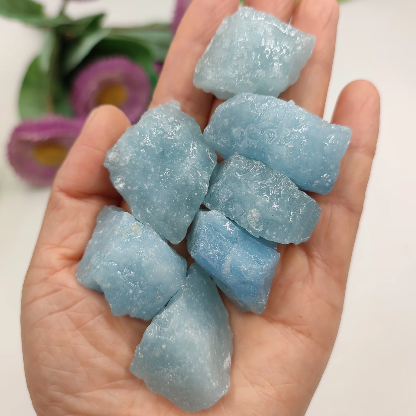 Raw Aquamarine Rough Stone 2-3cm Natural Blue Crystal with Protective Resin Coating Healing Mineral Specimen