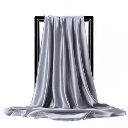 Elegante Zijden Sjaal voor Vrouwen - Premium Satijnen Effen Kleur Hijab, Stijlvolle Pareo, Veelzijdige Bandana, Chique Sjaal & Haarband, Perfecte 90*90cm Foulard
