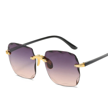 Stijlvolle 2023 Vierkante Rimless Zonnebril voor Vrouwen – Luxe Designer Rode Zonnebril voor Zomer Mode, UV400 Bescherming voor Mannen en Vrouwen!