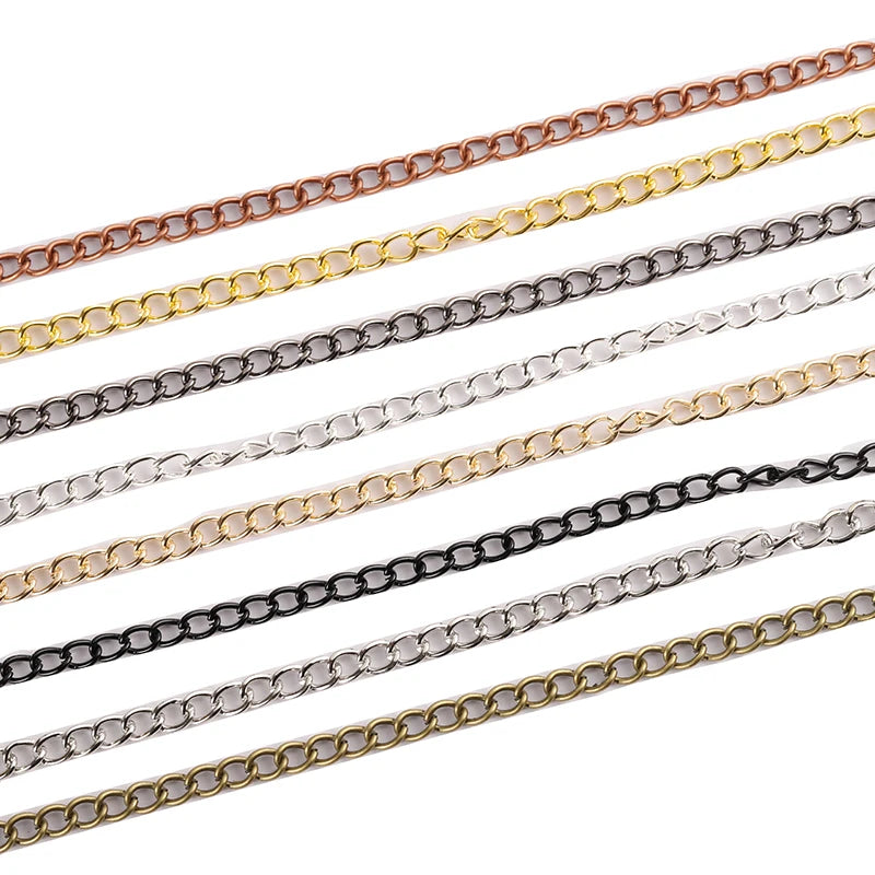 2 m Schmuckkette Metall flach 2.5 3.5 4.5 mm Halskettenkette DIY Schmuckherstellung Kettenzubehör