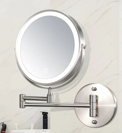 Transformeer je verzorgingsroutine met deze 8-inch wandgemonteerde LED make-up spiegel – Verstelbaar & 10X vergroting voor een vlekkeloze schoonheid!