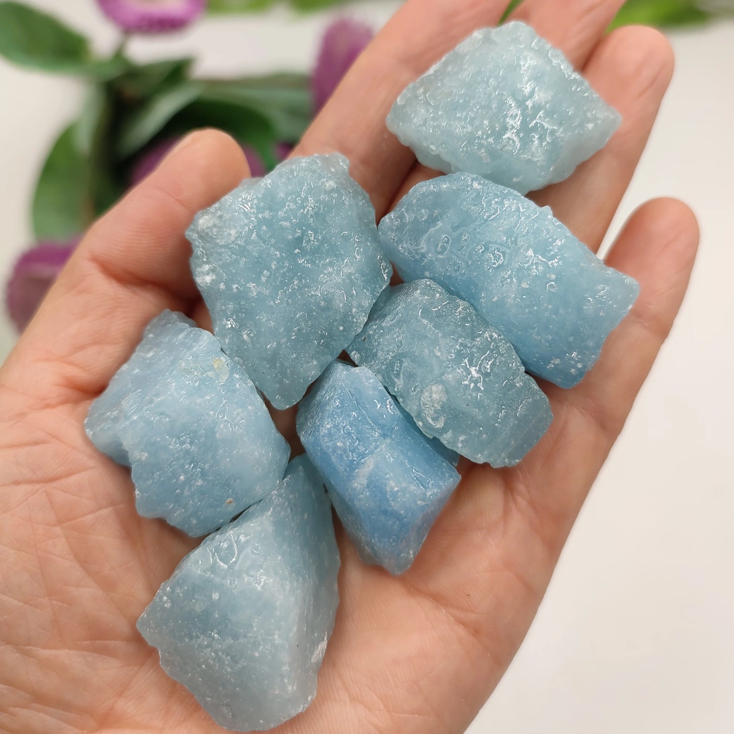 Raw Aquamarine Rough Stone 2-3cm Natural Blue Crystal with Protective Resin Coating Healing Mineral Specimen