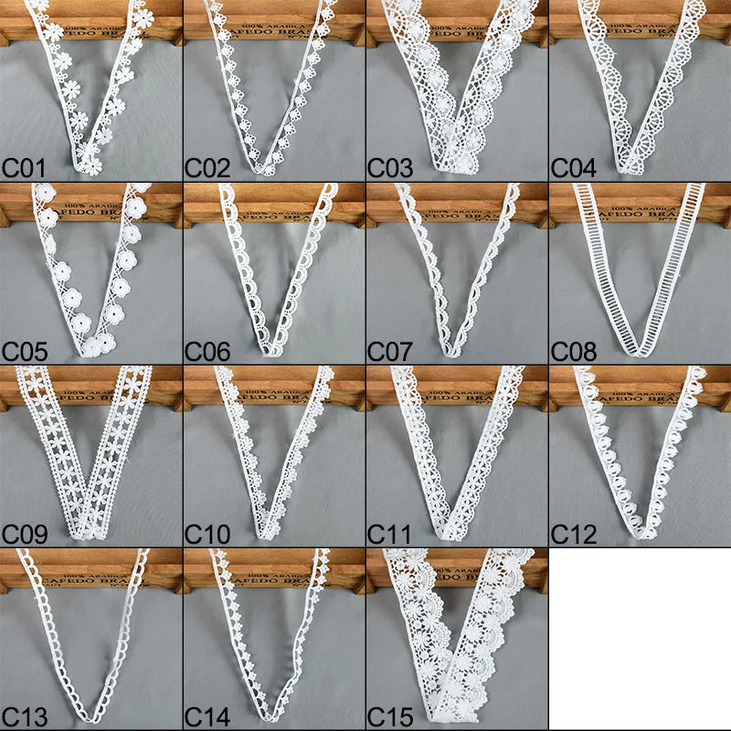 White Lace Trim Milk Silk Water Soluble Embroidery Ribbon Sewing Trim for Clothing DIY Crafts 1–4cm 5 Yards