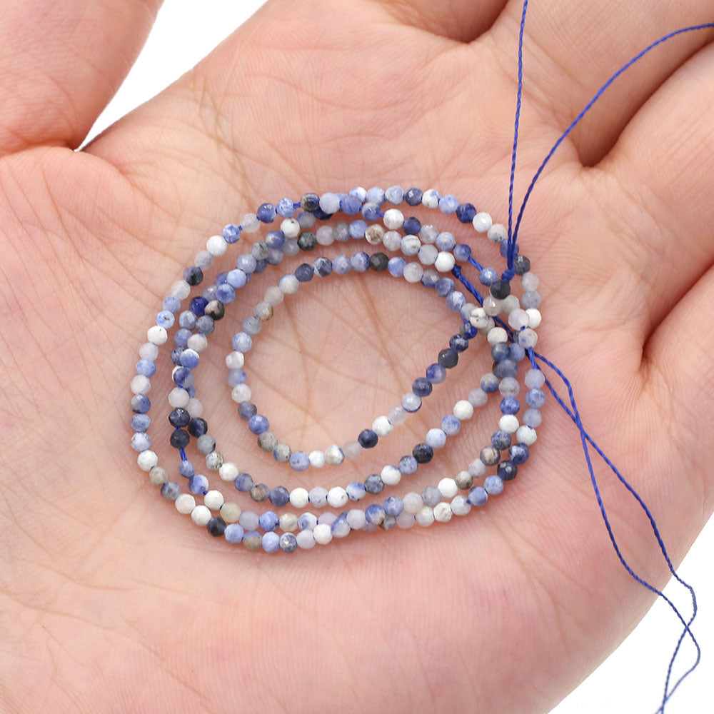 2mm Faceted Gemstone Beads Natural Stone Round Small Beads for Jewelry Making DIY Bracelet Necklace Craft Supplies