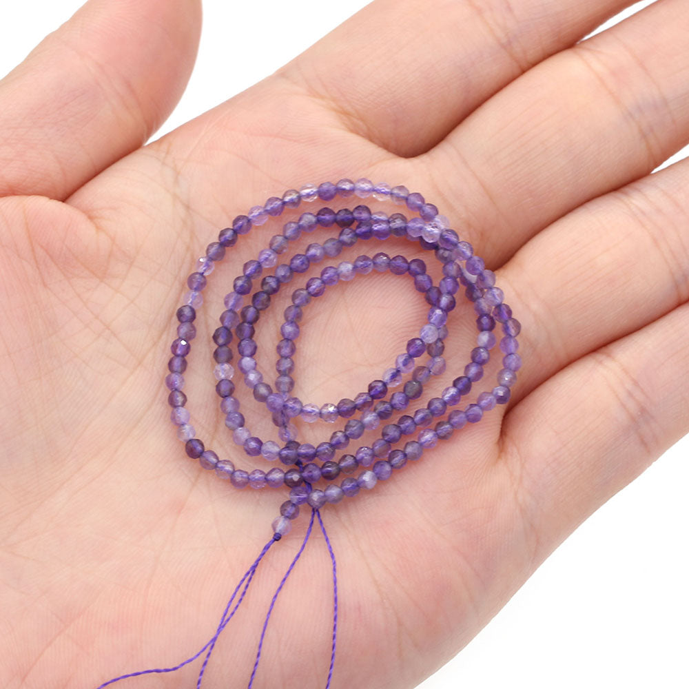 2mm Faceted Gemstone Beads Natural Stone Round Small Beads for Jewelry Making DIY Bracelet Necklace Craft Supplies