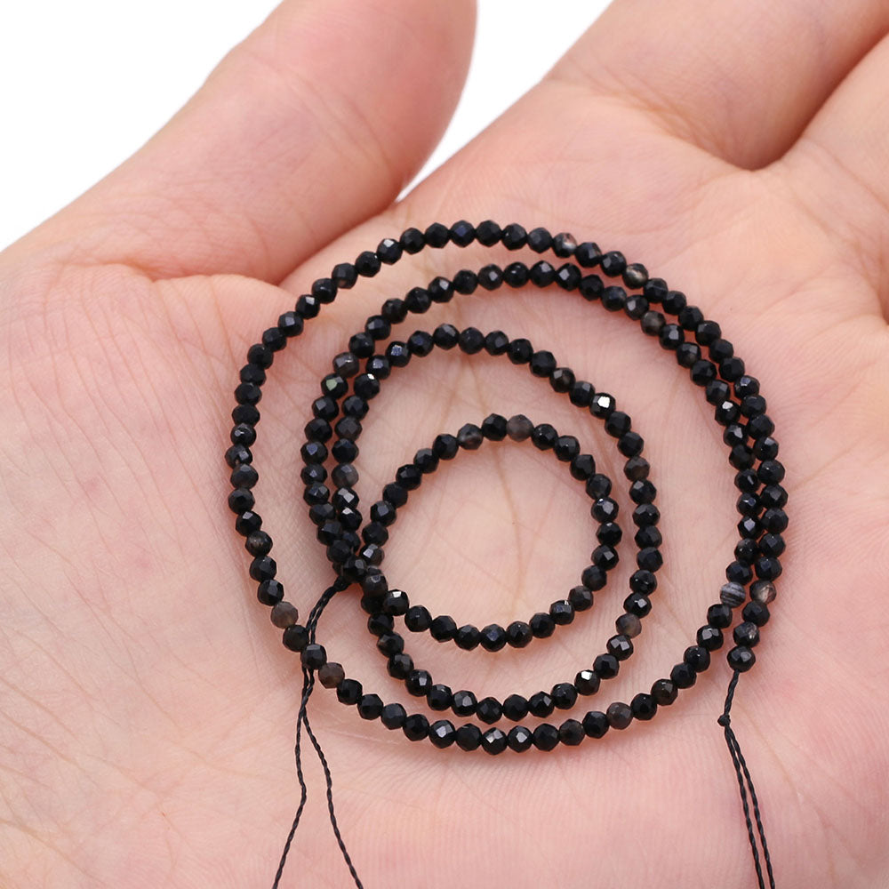 2mm Faceted Gemstone Beads Natural Stone Round Small Beads for Jewelry Making DIY Bracelet Necklace Craft Supplies