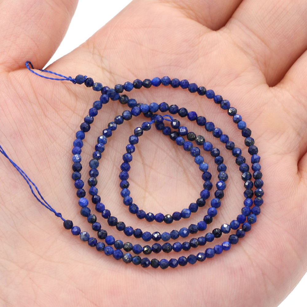 2mm Faceted Gemstone Beads Natural Stone Round Small Beads for Jewelry Making DIY Bracelet Necklace Craft Supplies