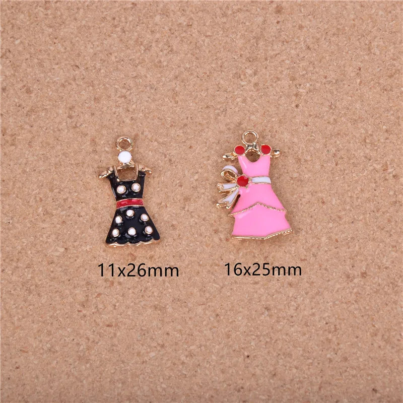 Enamel Dress Charms for Jewelry Making Zinc Alloy Skirt Pendants DIY Earrings Bracelets Craft Supplies