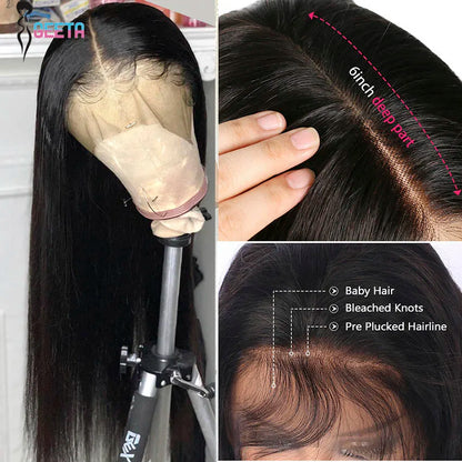 Luxe 30-Inch HD Lace Front Perücke - 13x6 Lace Front Mensenhaar, Rechte Haarstijl met Transparante Lace - Perfect voor een Vlekkeloze Look!
