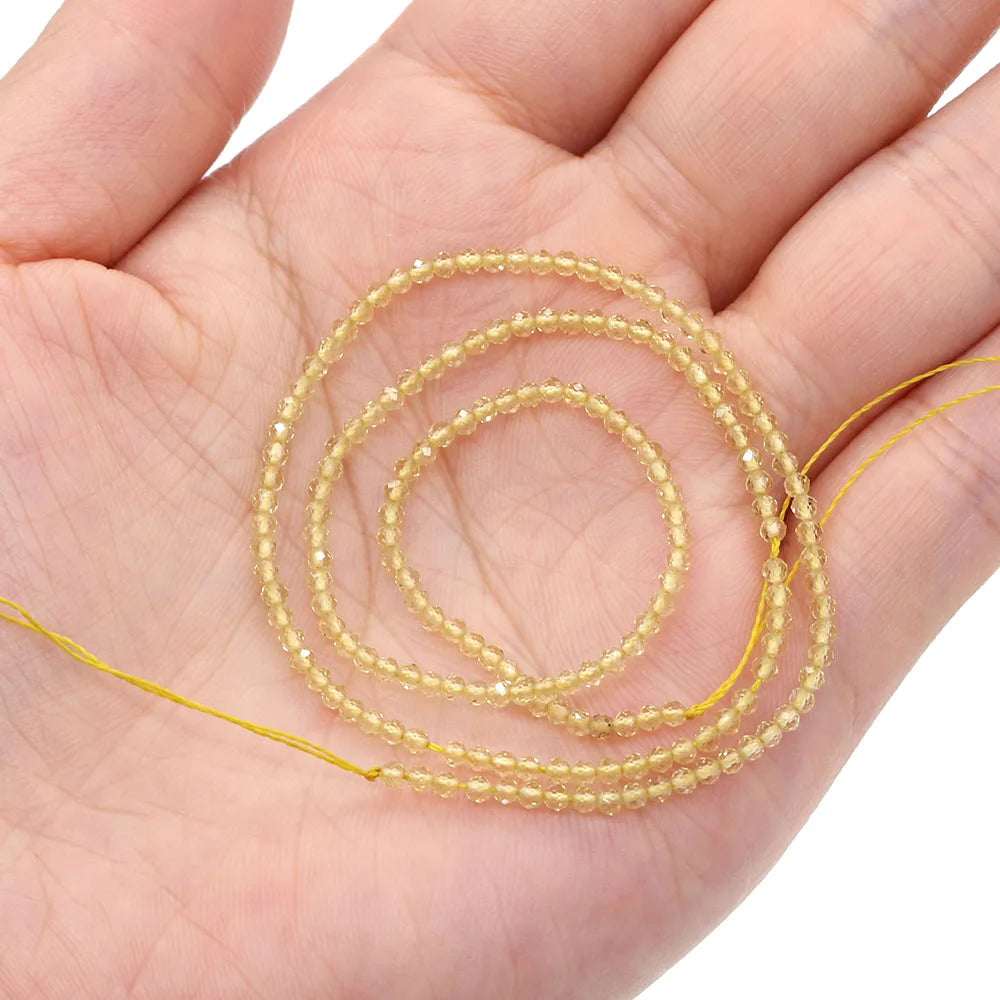 2mm Faceted Gemstone Beads Natural Stone Round Small Beads for Jewelry Making DIY Bracelet Necklace Craft Supplies