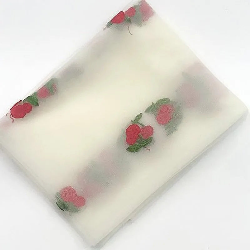 Cherry Embroidered Tulle Fabric 1 Meter Soft Mesh Fabric for Baby Dresses Tutu Skirts Wedding Party Sewing DIY
