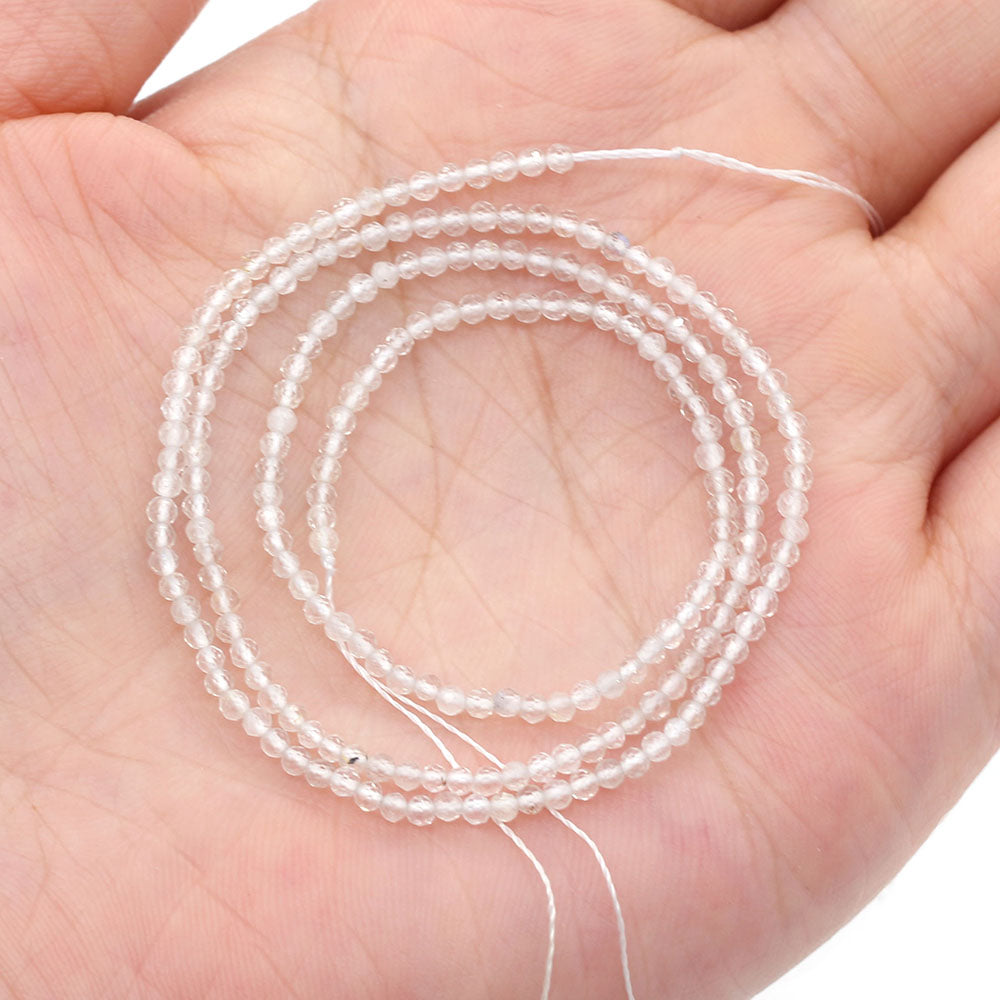2mm Faceted Gemstone Beads Natural Stone Round Small Beads for Jewelry Making DIY Bracelet Necklace Craft Supplies