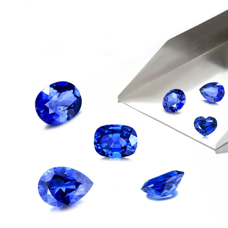 Blue Corundum Loose Gemstone Royal Blue Oval Cut Stone for Ring Pendant DIY Jewelry Making