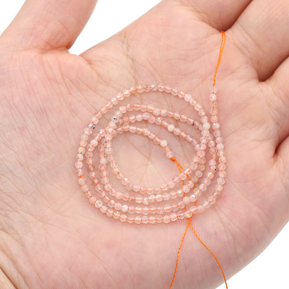 2mm Faceted Gemstone Beads Natural Stone Round Small Beads for Jewelry Making DIY Bracelet Necklace Craft Supplies
