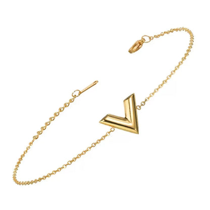 Elegante gouden kleur roestvrijstalen armband met letter V voor vrouwen - Een stijlvolle alfabet bangle sieradenset, perfect cadeau voor vrienden!