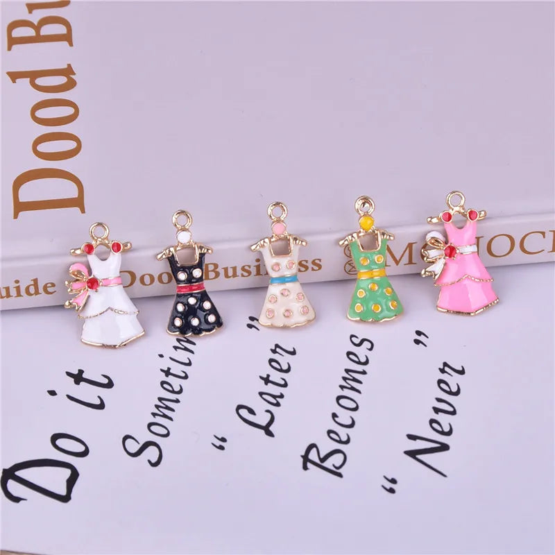 Enamel Dress Charms for Jewelry Making Zinc Alloy Skirt Pendants DIY Earrings Bracelets Craft Supplies