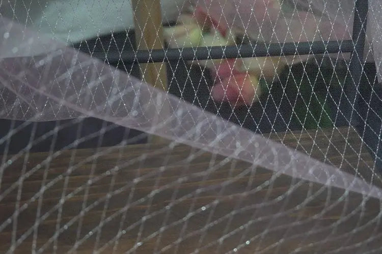 Thin Tulle Veil Fabric 150cm Wide Grid Mesh Lace with Gold Silver Thread for Sewing DIY Dress Decoration