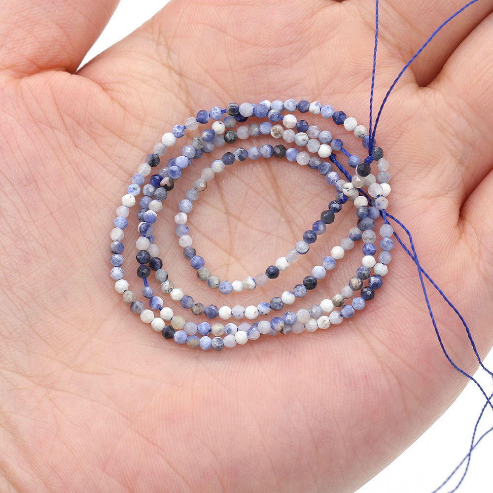 2mm Faceted Gemstone Beads Natural Stone Round Small Beads for Jewelry Making DIY Bracelet Necklace Craft Supplies