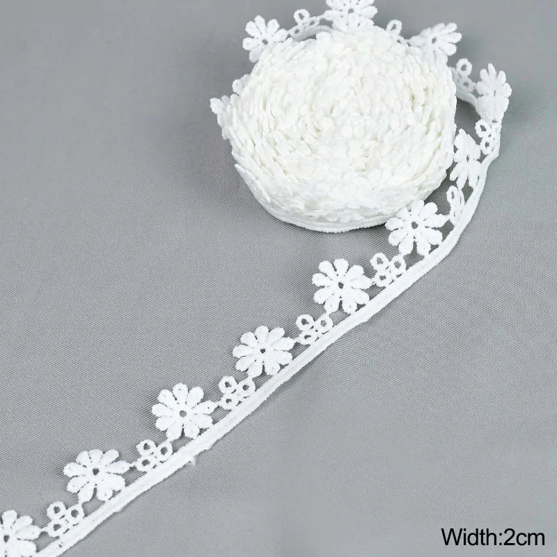 White Lace Trim Milk Silk Water Soluble Embroidery Ribbon Sewing Trim for Clothing DIY Crafts 1–4cm 5 Yards