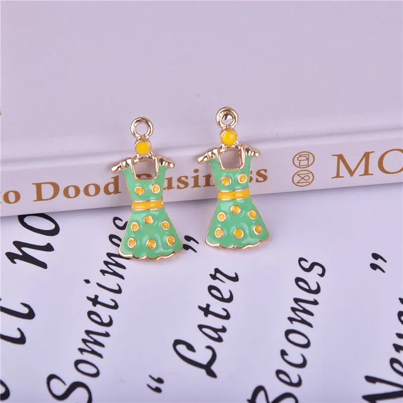 Enamel Dress Charms for Jewelry Making Zinc Alloy Skirt Pendants DIY Earrings Bracelets Craft Supplies