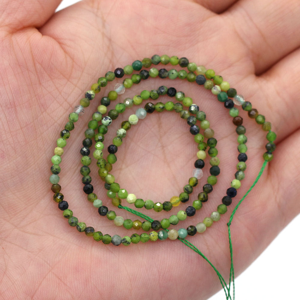 2mm Faceted Gemstone Beads Natural Stone Round Small Beads for Jewelry Making DIY Bracelet Necklace Craft Supplies