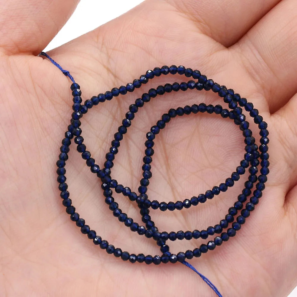 2mm Faceted Gemstone Beads Natural Stone Round Small Beads for Jewelry Making DIY Bracelet Necklace Craft Supplies