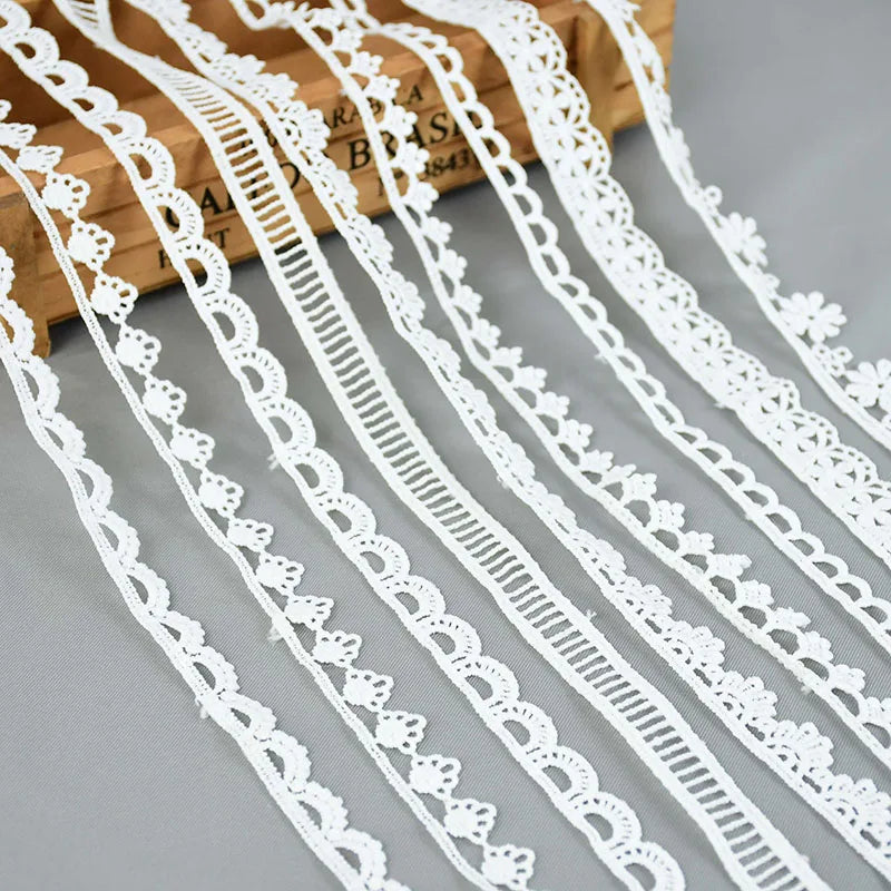 White Lace Trim Milk Silk Water Soluble Embroidery Ribbon Sewing Trim for Clothing DIY Crafts 1–4cm 5 Yards