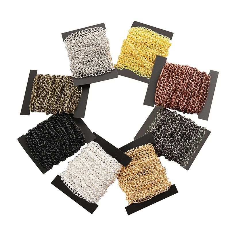 2 m Schmuckkette Metall flach 2.5 3.5 4.5 mm Halskettenkette DIY Schmuckherstellung Kettenzubehör