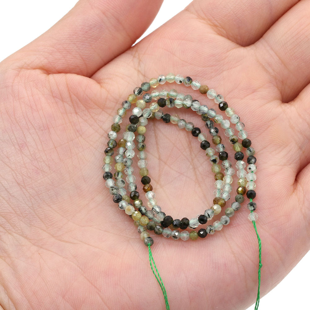 2mm Faceted Gemstone Beads Natural Stone Round Small Beads for Jewelry Making DIY Bracelet Necklace Craft Supplies